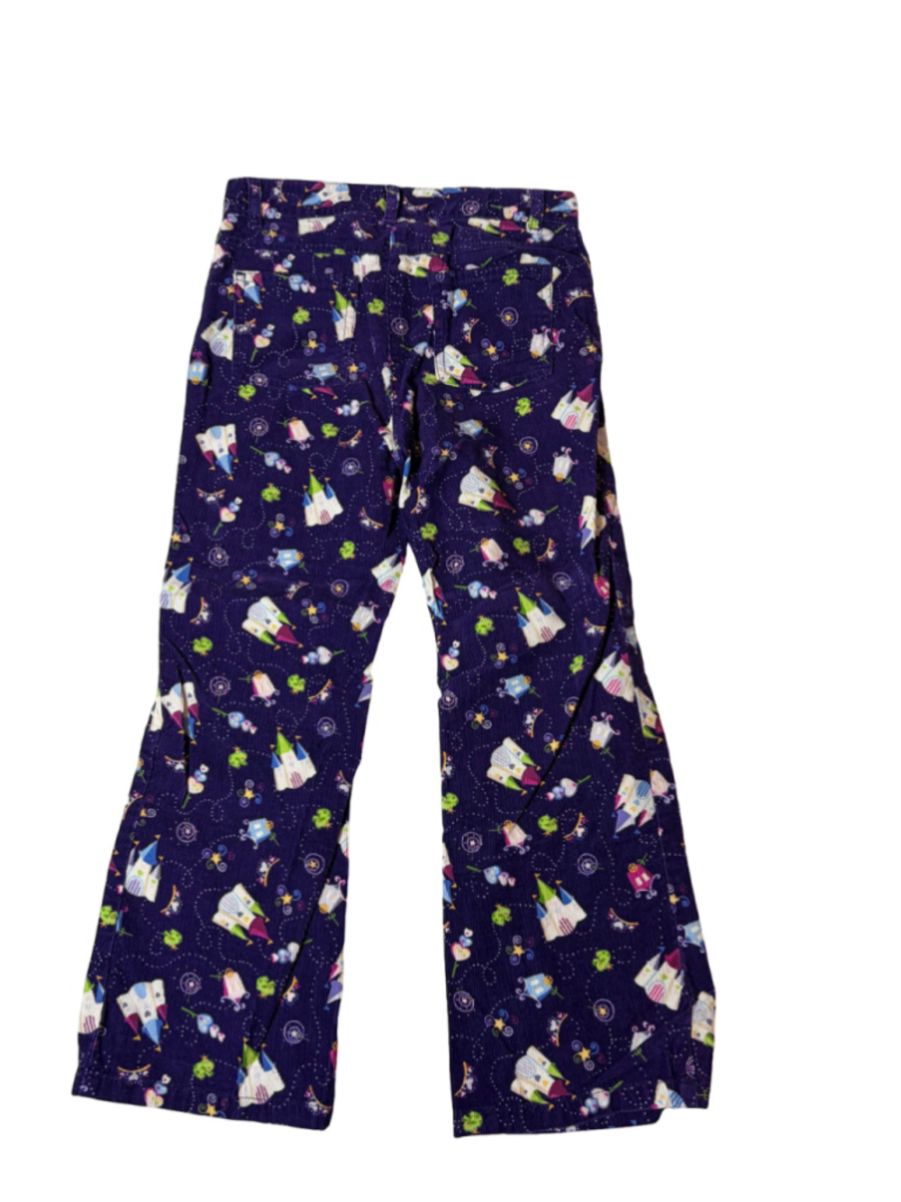 Vintage Talbots Kids Purple Corduroy Pants Fairy Tale Castle Print Size 6